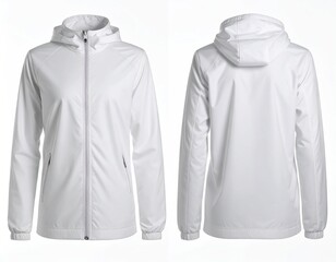 White hooded jacket on white background