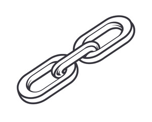 Simple Two Link Chain Illustration Depicting Connection Security and Strength on a White Background