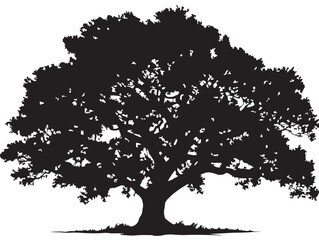 Scenic Giant Ancient Tree Silhouette Perfect for Vintage Artwork