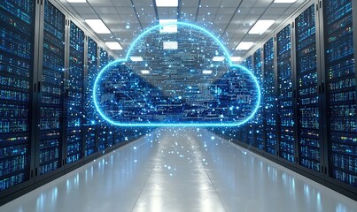 Digital cloud computing in a server room