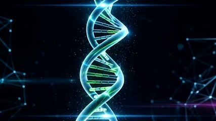 A vibrant, glowing representation of a DNA helix against a backdrop of interconnected molecular structures. - Powered by Adobe