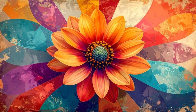 Vibrant flower in a colorful background - Powered by Adobe