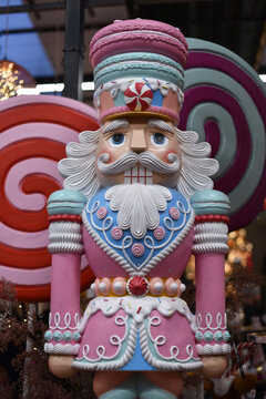 New Year. Close-up of wooden nutcrackers	