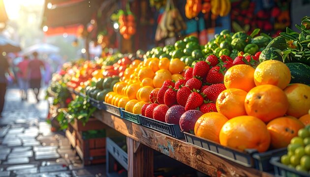 Vibrant fruit stall at market
