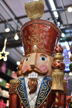 New Year. Close-up of wooden nutcrackers	