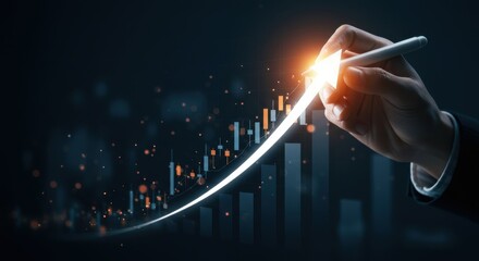 Illustrative graph showing upward trend and growth, depicting financial success and positive development for business analytics and planning