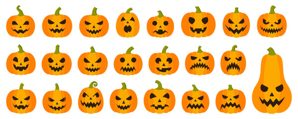Halloween pumpkin face vector collection
