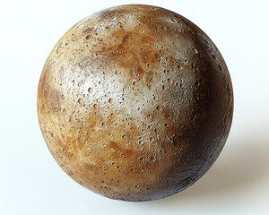 A rusty-toned, spherical celestial body, possibly a planet