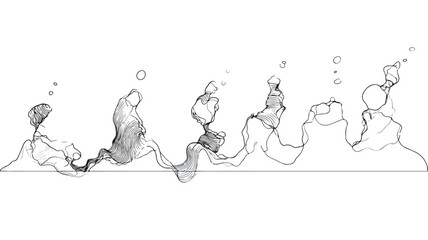 Water State Transformation Continuous Line Drawing