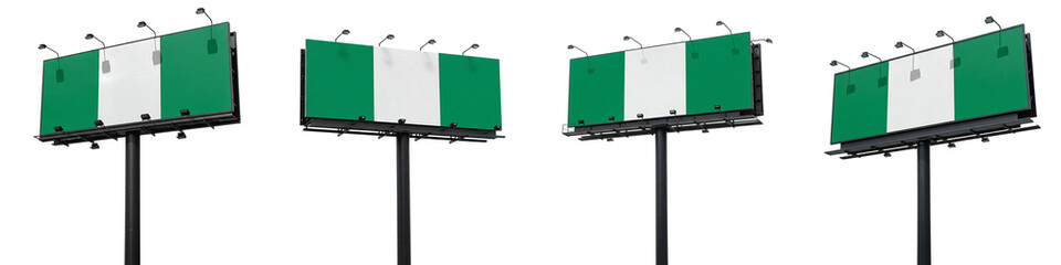 Obraz premium National Flag of Nigeria on Signboard On Transparent Background