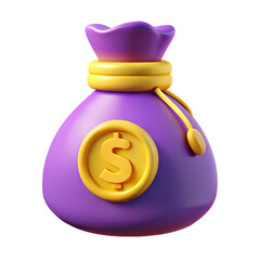 3d money bag purple with dollar sign