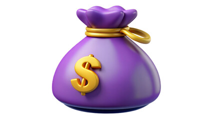 3d money bag purple with dollar sign