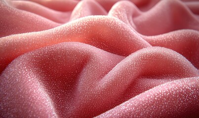 Close-up view of textured, wavy pink fabric