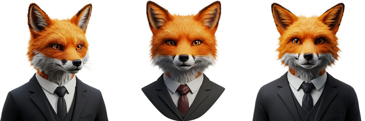Obraz premium 3D Cartoon Fox Business Character On Transparent Background