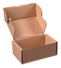 Cardboard on isolated background. Open box.	