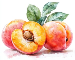 Watercolor illustration of peaches