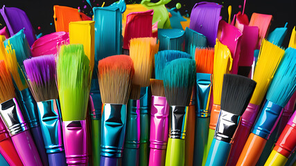 Background with colorful paint strokes	