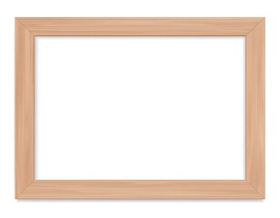 A light beige wooden picture frame with a simple, clean design is presented against a pure white backdrop.