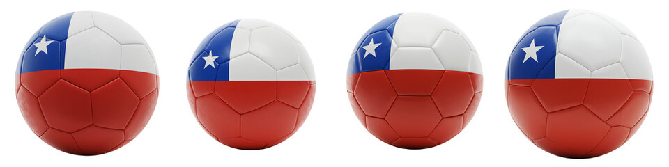 Fototapeta premium Chile Flag Football On Isolated Transparent Background