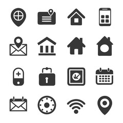 Monochrome icon set for digital services and applications