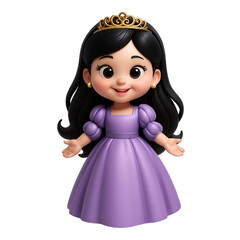 Princess Girl in Purple Dress with Golden Crown.eps