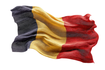 Belgian flag, waving, vibrant colors, textured fabric, black, yellow, red,  rippled