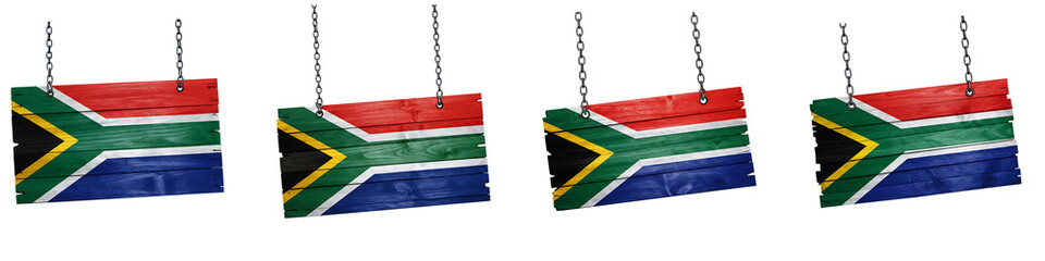 South Africa Flag Hanging Wooden Sign On Isolated Transparent Background