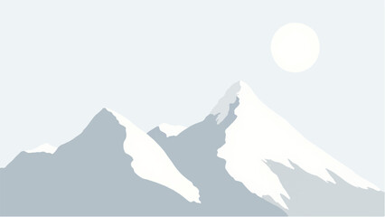 Mountains covered with snow. Mountains landscape. Snowy Mountain Range. Vector illustration.	
