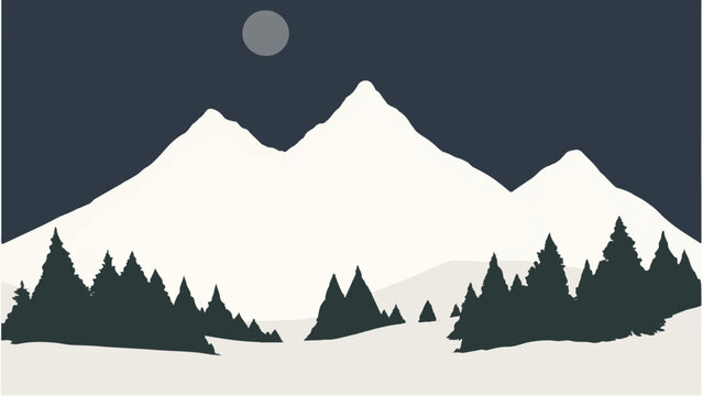 Mountains covered with snow. Mountains landscape. Snowy Mountain Range. Vector illustration.	