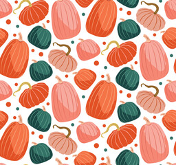 Seamless Autumn Pumpkin Pattern – Cozy Harvest Fall Vector Background