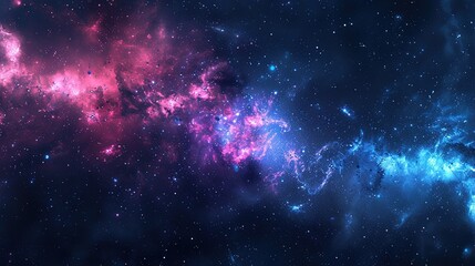 Naklejka premium Colorful cosmic cloudscape featuring vibrant stars and nebula in deep space