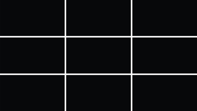 Template photo collage vector 9 pictures. Blank layout moodboard, album, photo frames for scrapbook, portfolio, and memory presentation.