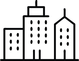 Building Web Icon Set in Line Style Linear House Office Skyscraper School Hospital Hotel Shop Bank Mosque Church and Factory Icons