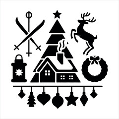 Festive winter wonderland scene with Christmas elements.