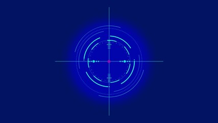 Futuristic digital scope reticle targeting system aiming crosshair interface blue neon glow on - Powered by Adobe