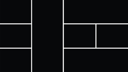 Photo collage template 8 pictures. Vector blank layout for scrapbook, album, portfolio, and creative presentation.