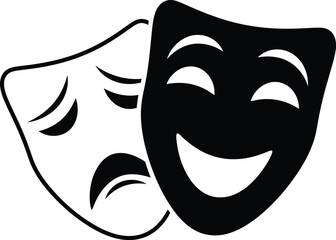 Classic Comedy and Tragedy Theatrical Masks Representing Drama.