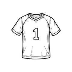 Illustration of a White Sports Jersey with the Number One.