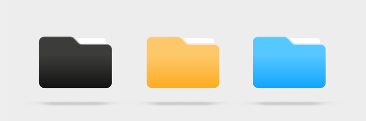3d folder icon isolated on white background. Document symbol. 3d file icon. Binder sign modern, simple, vector, icon for website design, mobile app, ui. Vector Illustration