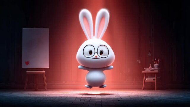 Cute Cartoon Rabbit Character Lively Display