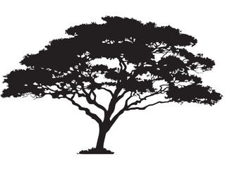 Striking Savannah Tree Silhouette Illustration for Nature Posters