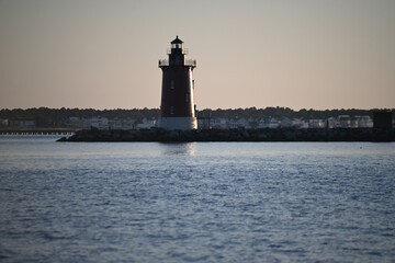 Silhouette Delaware Breakwater East End Lighthouse at Cape Henlopen at Sunset at Sunset