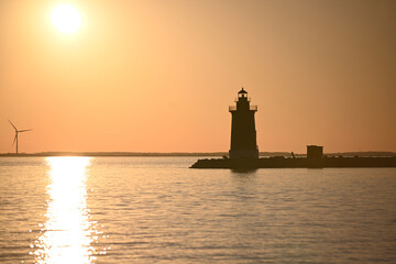 Silhouette Delaware Breakwater East End Lighthouse at Cape Henlopen at Sunset at Sunset