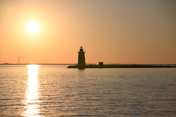 Silhouette Delaware Breakwater East End Lighthouse at Cape Henlopen at Sunset at Sunset