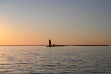 Silhouette Delaware Breakwater East End Lighthouse at Cape Henlopen at Sunset at Sunset