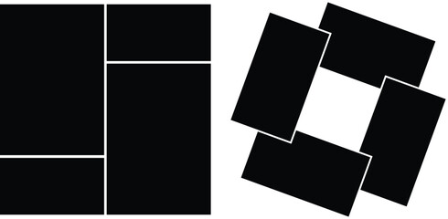 Modern collage 4 frame photos. Template for portfolio. Photo tiles layout. Vector illustration.