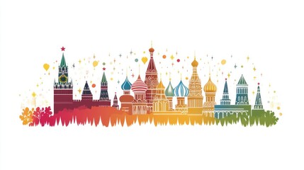 Obraz premium Moscow Kremlin: A Colorful Celebration