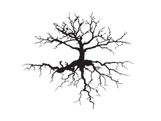 Distressed torn broken roots silhouette vector illustration in natural design