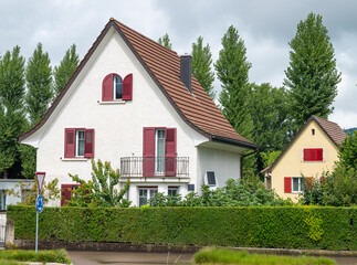 buildings in the town of Wetzikon in the suburbs of Zurich in Swiss