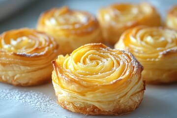 Delicate puff pastry flower pastries filled with a sweet and tangy lemon curd